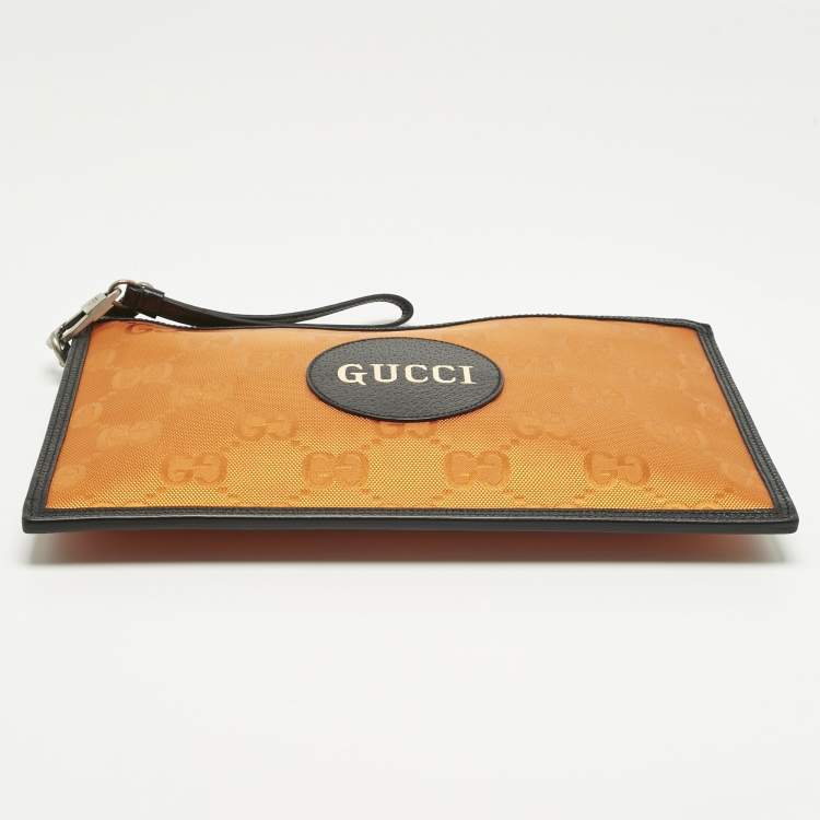 Pre Owned Gucci Orange Jumbo GG Nylon Off The Grid Clutch