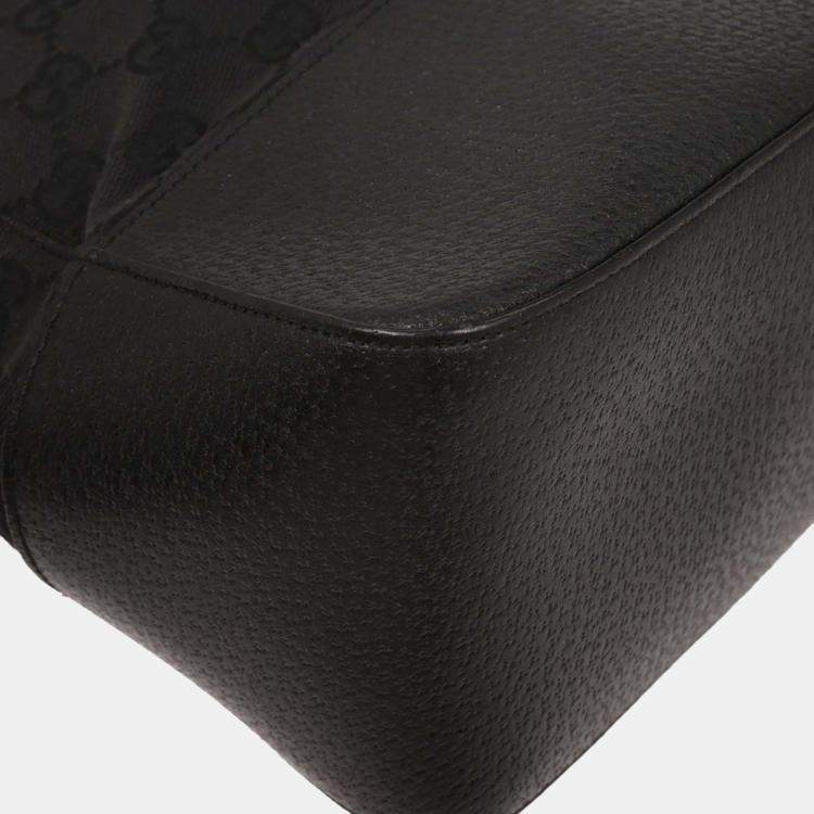 Pre Owned Gucci Black Canvas GG Messenger Shoulder Bag