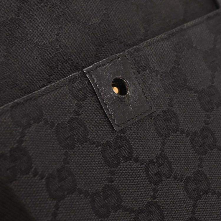 Pre Owned Gucci Black Canvas GG Messenger Shoulder Bag