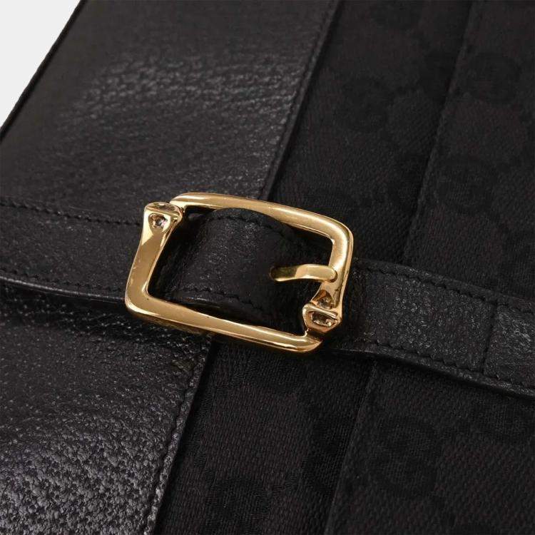 Pre Owned Gucci Black Canvas GG Messenger Shoulder Bag