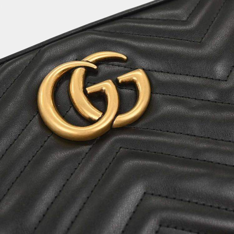Pre Owned Gucci Black GG Marmont Small Camera Bag
