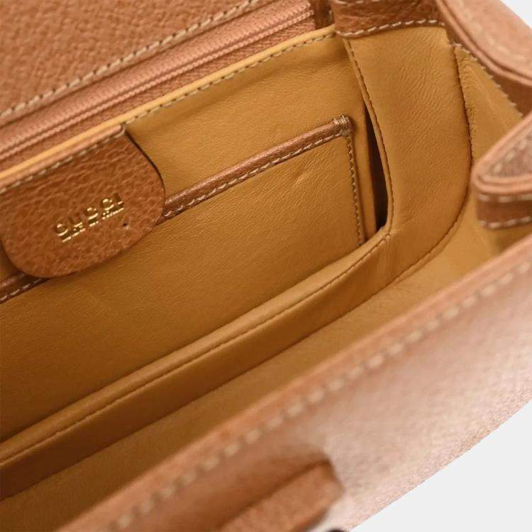 Pre Owned Gucci Brown Pigskin Bamboo 2way Handbag