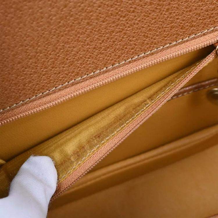 Pre Owned Gucci Brown Pigskin Bamboo 2way Handbag