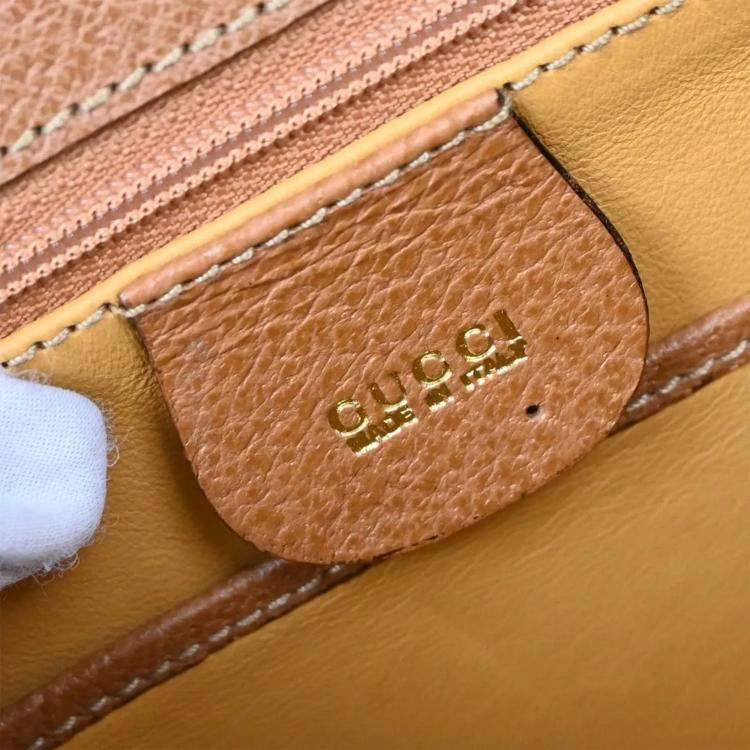 Pre Owned Gucci Brown Pigskin Bamboo 2way Handbag