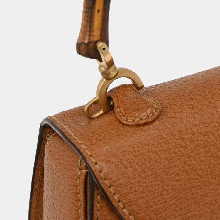 Pre Owned Gucci Brown Pigskin Bamboo 2way Handbag