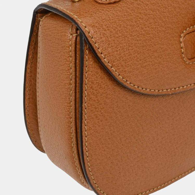 Pre Owned Gucci Brown Pigskin Bamboo 2way Handbag