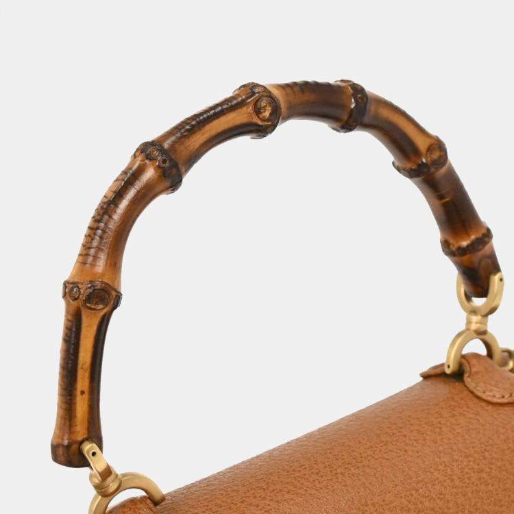 Pre Owned Gucci Brown Pigskin Bamboo 2way Handbag