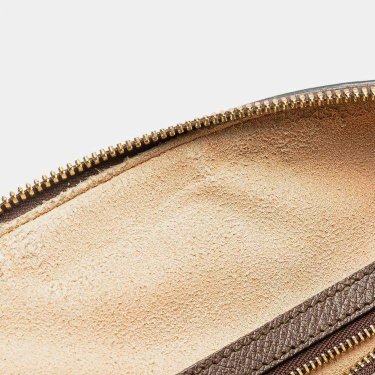 Pre Owned Gucci Beige Brown Medium GG Supreme Ophidia Web Satchel