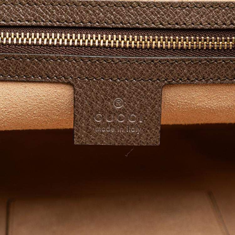 Pre Owned Gucci Beige Brown Medium GG Supreme Ophidia Web Satchel