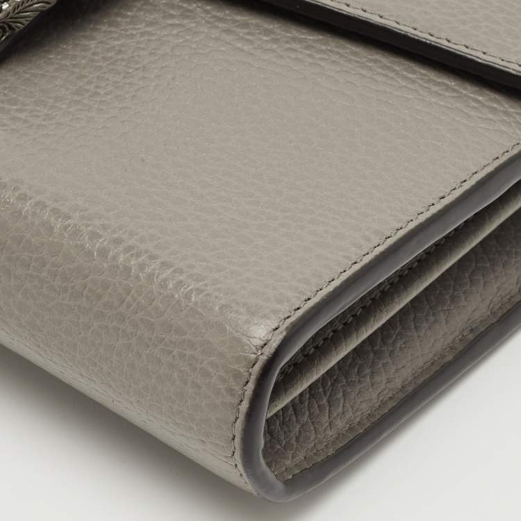 Pre Owned Gucci Grey Leather Mini Crystal Dionysus Shoulder Bag