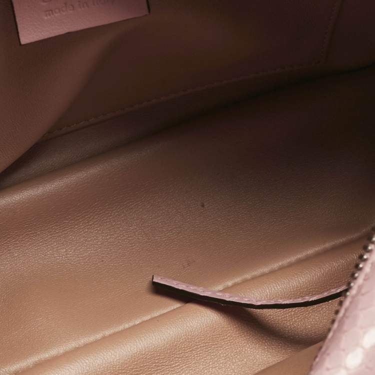 Pre Owned Gucci Pink Snakeskin Small GG Marmont Camera Bag