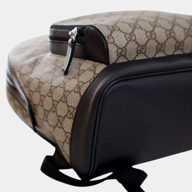 Pre Owned Gucci Beige Brown Medium GG Supreme Eden Backpack