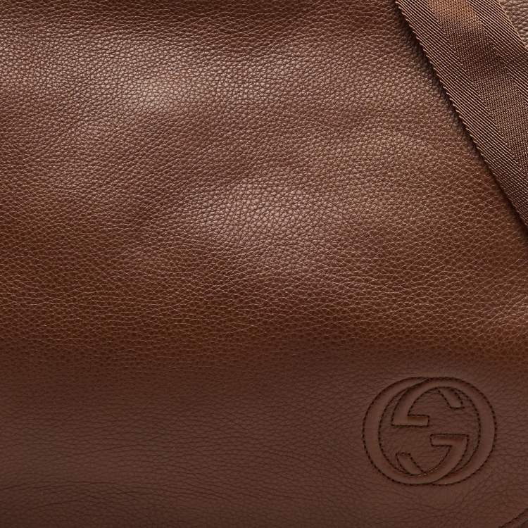 Pre Owned Gucci Brown Leather Soho GG Diaper Bag