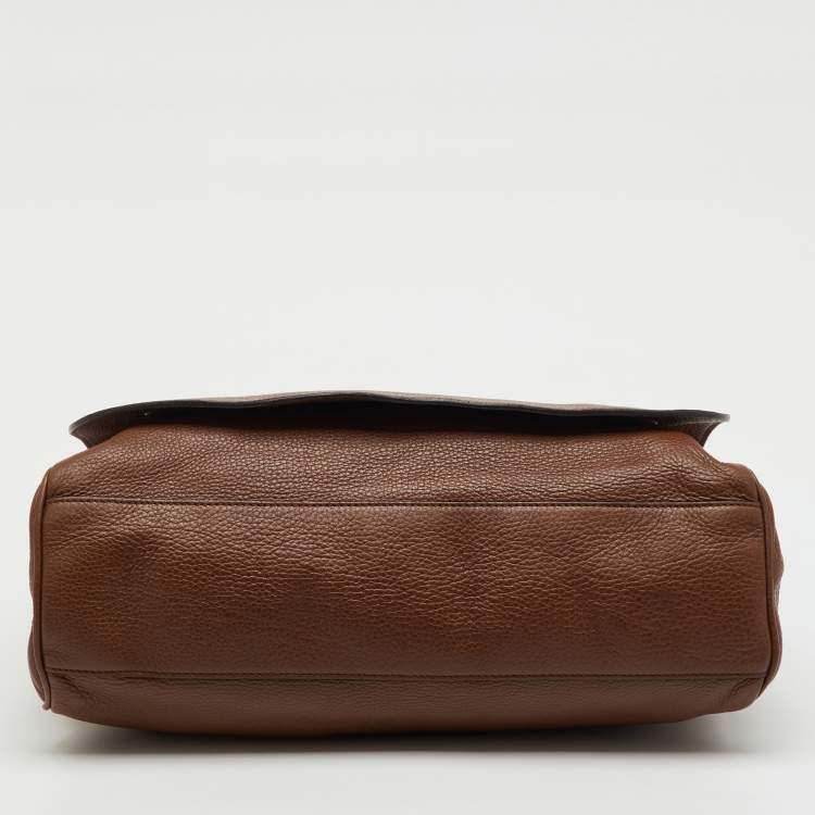 Pre Owned Gucci Brown Leather Soho GG Diaper Bag