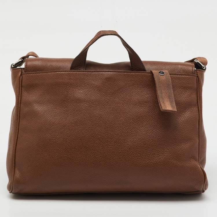 Pre Owned Gucci Brown Leather Soho GG Diaper Bag