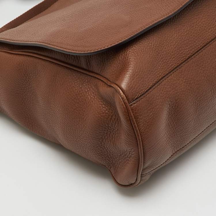 Pre Owned Gucci Brown Leather Soho GG Diaper Bag