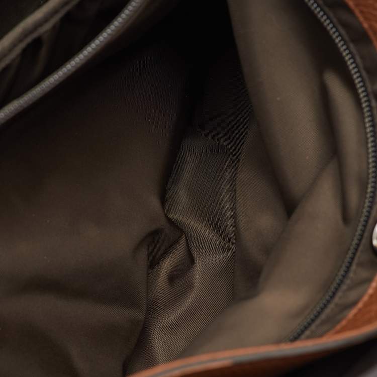 Pre Owned Gucci Brown Leather Soho GG Diaper Bag