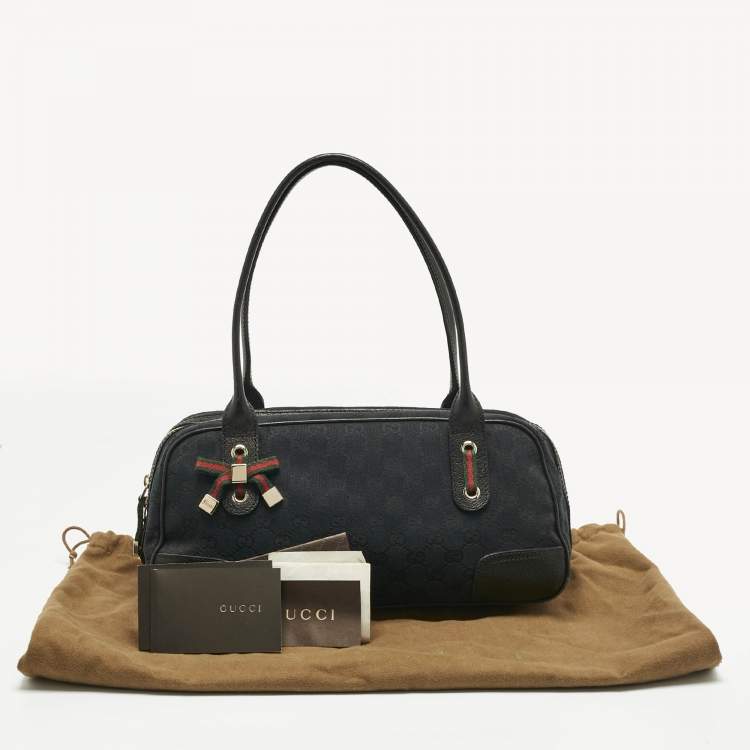Pre Owned Gucci Black GG Canvas and Leather Princy Boston Bag