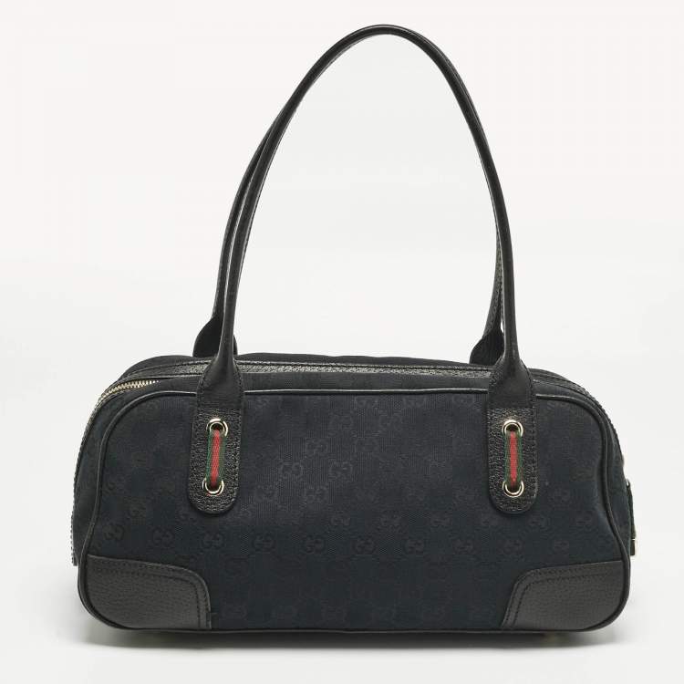Pre Owned Gucci Black GG Canvas and Leather Princy Boston Bag