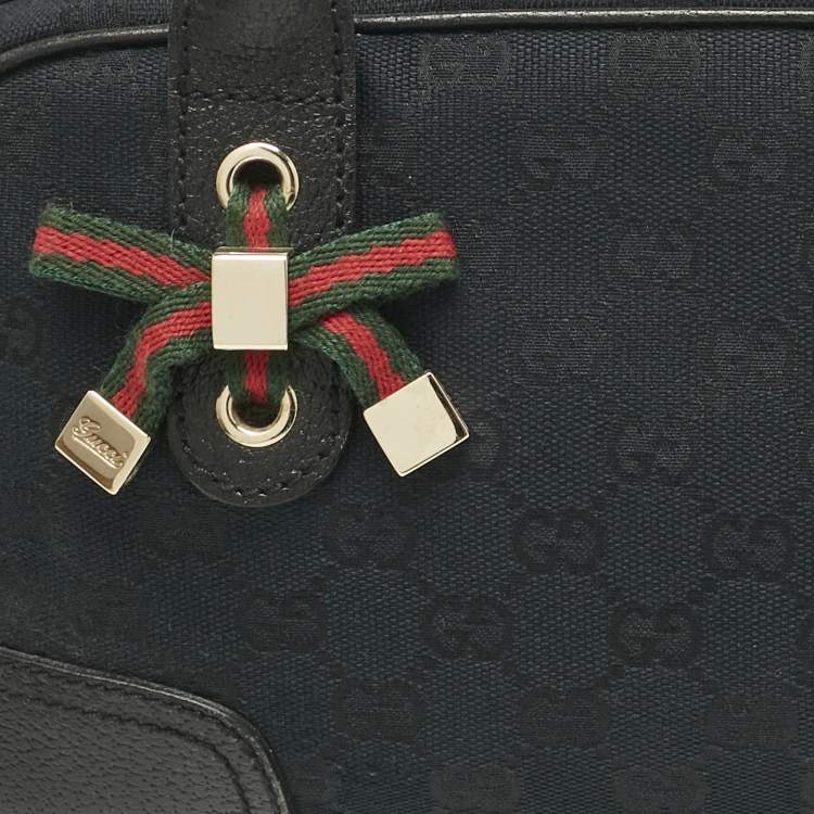 Pre Owned Gucci Black GG Canvas and Leather Princy Boston Bag