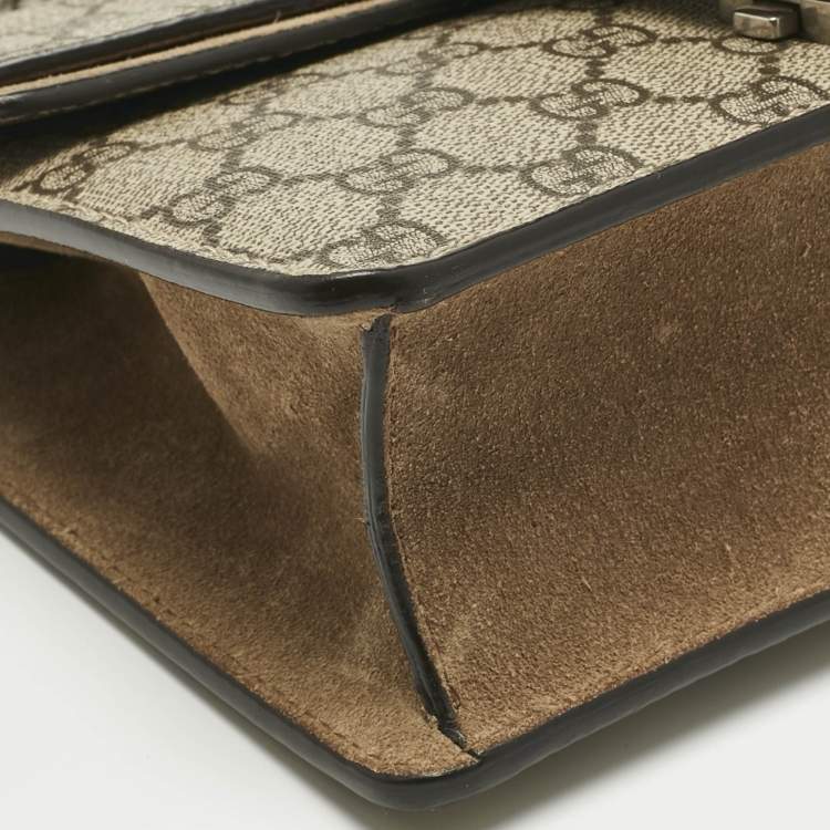 Pre Owned Gucci Beige GG Supreme Canvas and Suede Mini Dionysus Shoulder Bag
