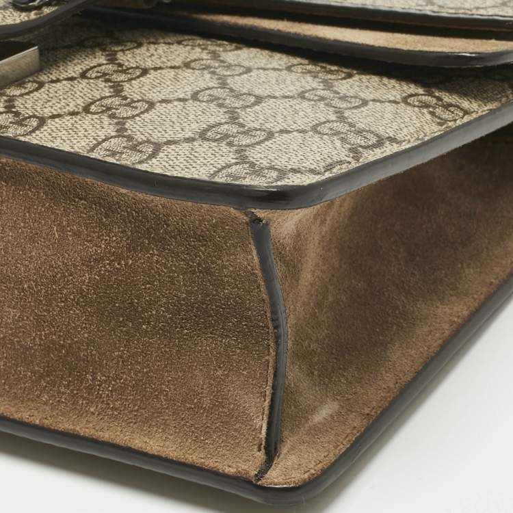 Pre Owned Gucci Beige GG Supreme Canvas and Suede Mini Dionysus Shoulder Bag