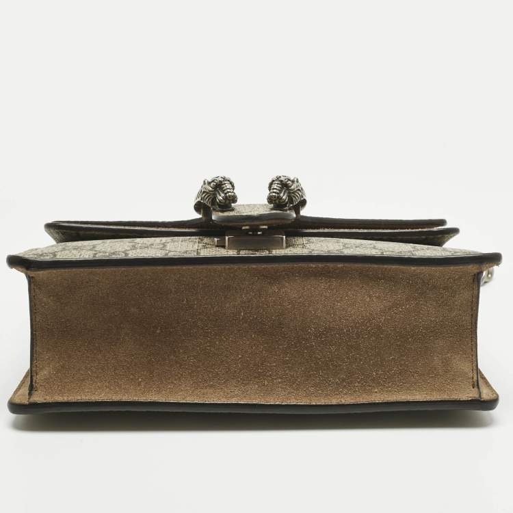 Pre Owned Gucci Beige GG Supreme Canvas and Suede Mini Dionysus Shoulder Bag