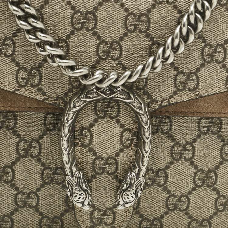 Pre Owned Gucci Beige GG Supreme Canvas and Suede Mini Dionysus Shoulder Bag