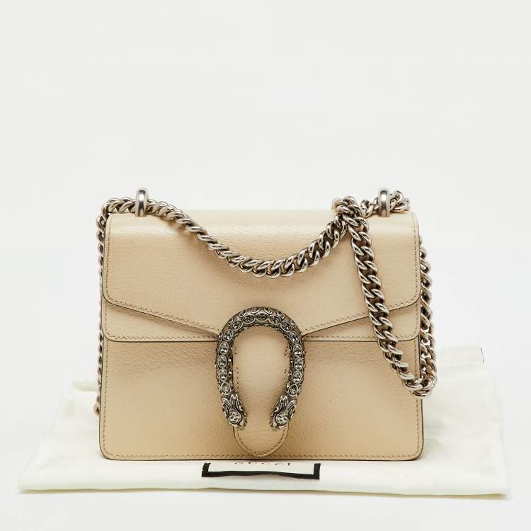 Pre Owned Gucci Off White Leather Small Dionysus Shoulder Bag