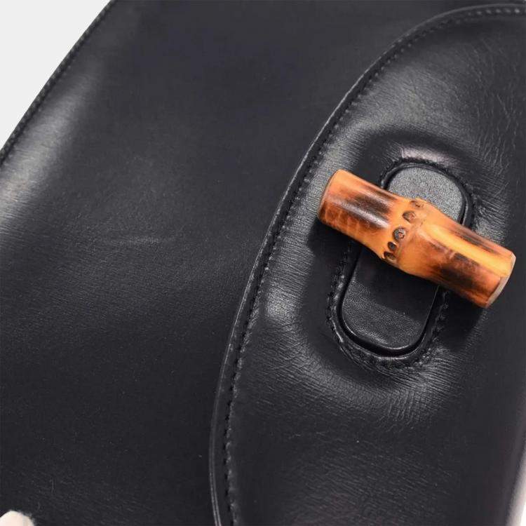 Pre Owned Gucci Black Bamboo 2way Handbag
