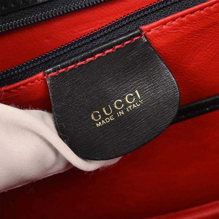 Pre Owned Gucci Black Bamboo 2way Handbag