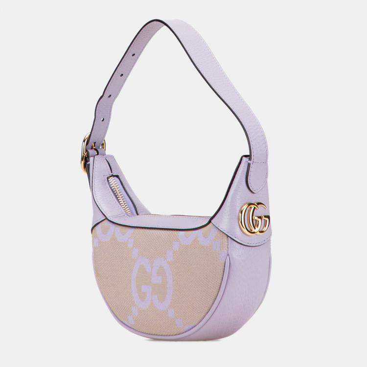 Pre Owned Gucci Beige/Purple Mini Jumbo GG Canvas Ophidia Shoulder Bag