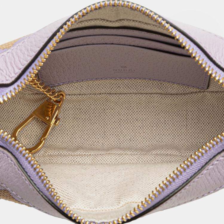 Pre Owned Gucci Beige/Purple Mini Jumbo GG Canvas Ophidia Shoulder Bag