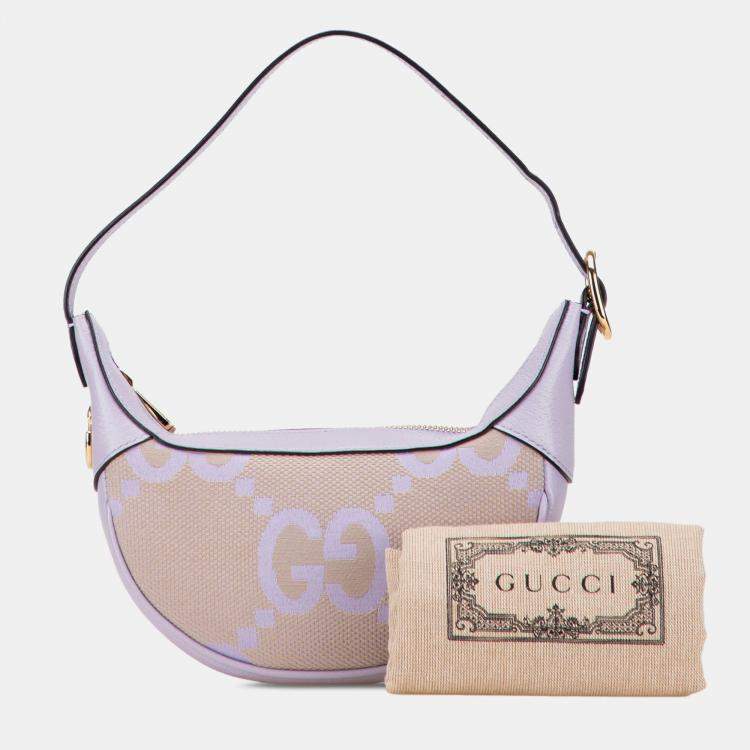Pre Owned Gucci Beige/Purple Mini Jumbo GG Canvas Ophidia Shoulder Bag
