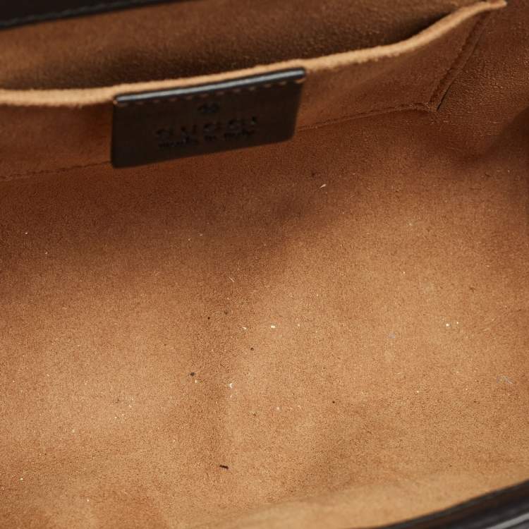 Pre Owned Gucci Black/Brown GG Supreme Canvas and Leather Small Padlock Shoulder Bag