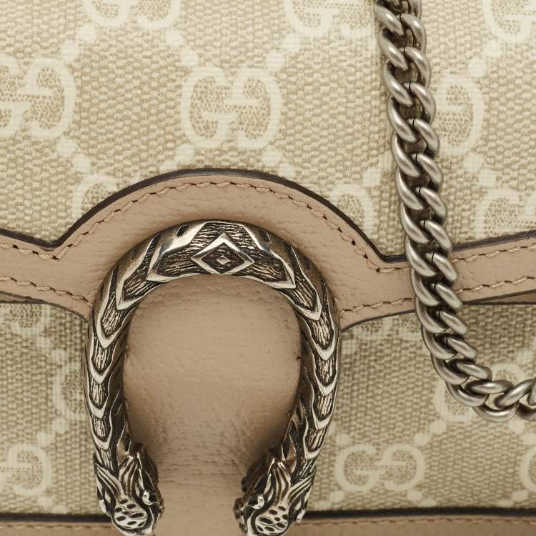Pre Owned Gucci Beige GG Supreme Canvas and Leather Super Mini Dionysus Bag