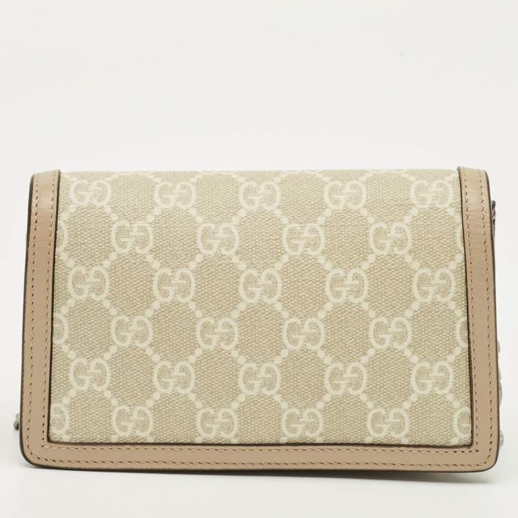 Pre Owned Gucci Beige GG Supreme Canvas and Leather Super Mini Dionysus Bag