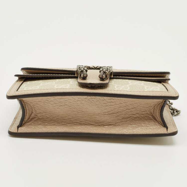 Pre Owned Gucci Beige GG Supreme Canvas and Leather Super Mini Dionysus Bag