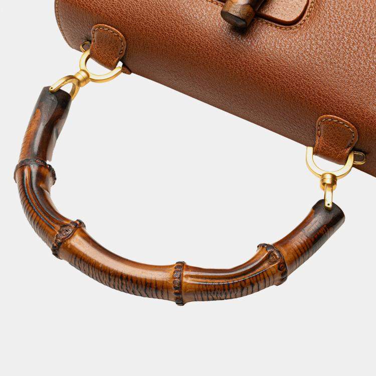 Pre Owned Gucci Brown Calfskin Bamboo Night
