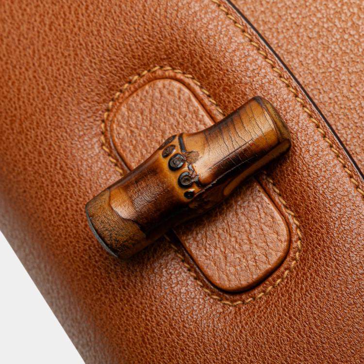 Pre Owned Gucci Brown Calfskin Bamboo Night