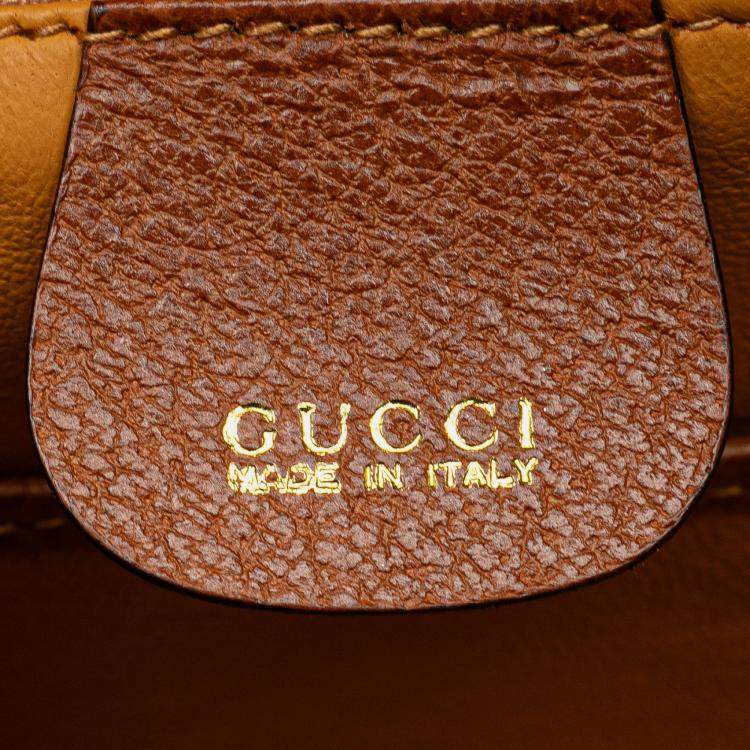 Pre Owned Gucci Brown Calfskin Bamboo Night