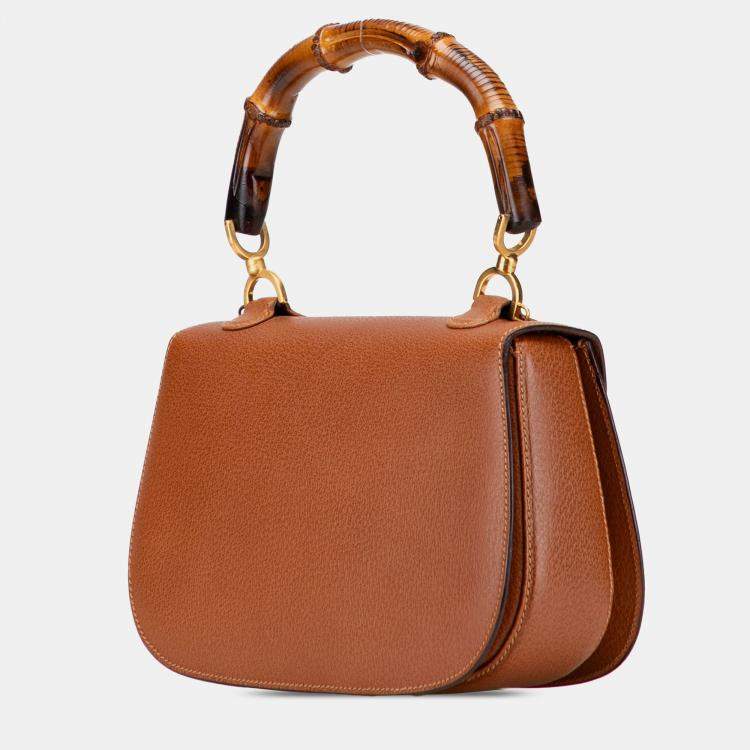 Pre Owned Gucci Brown Calfskin Bamboo Night