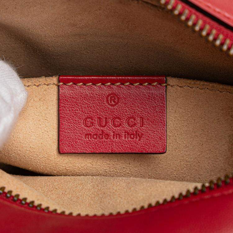 Pre Owned Gucci Red Mini GG Marmont Matelasse Leather Crossbody