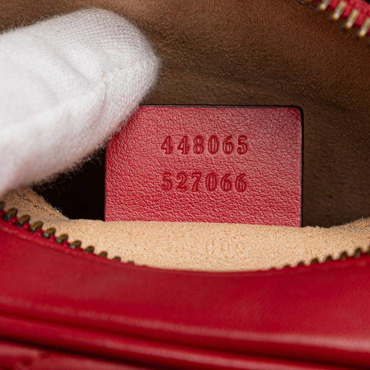 Pre Owned Gucci Red Mini GG Marmont Matelasse Leather Crossbody