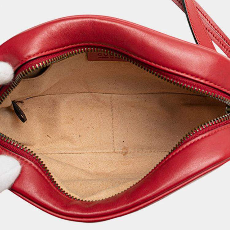 Pre Owned Gucci Red Mini GG Marmont Matelasse Leather Crossbody
