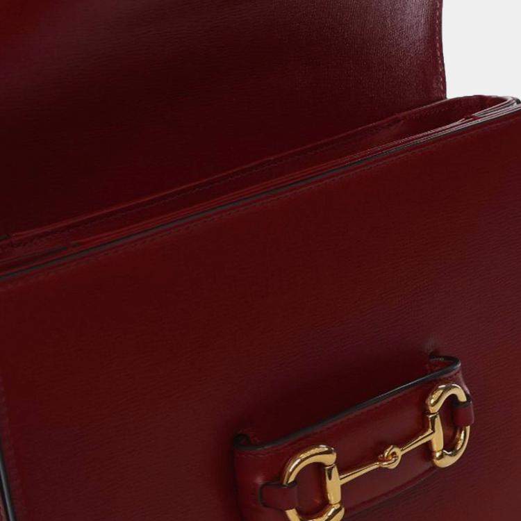 Pre Owned Gucci Red Medium Leather Horsebit 1955 Shoulder Bag