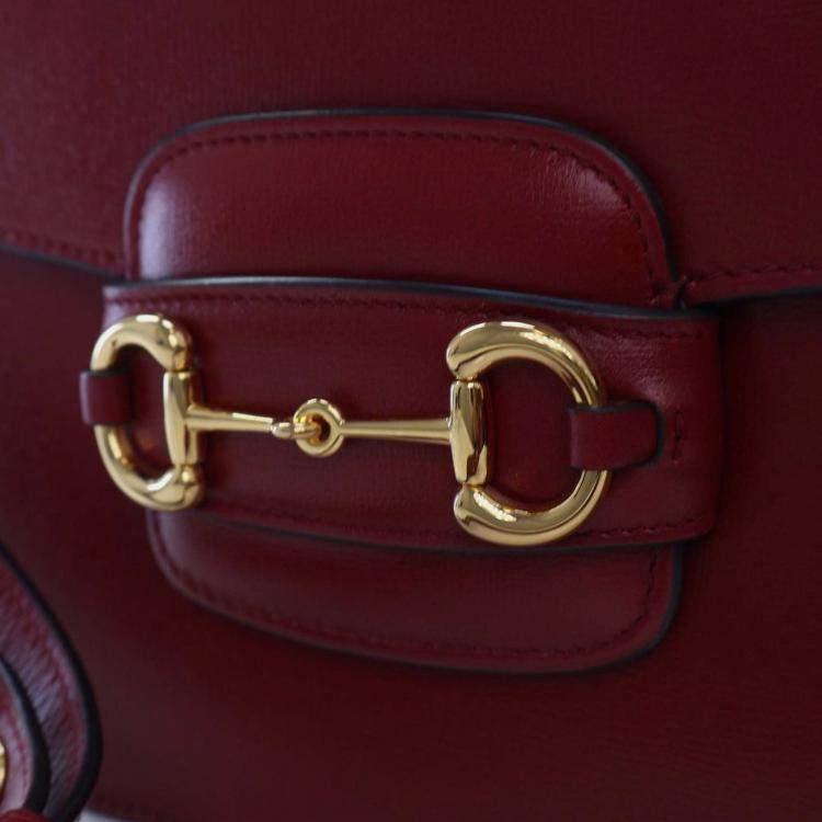 Pre Owned Gucci Red Medium Leather Horsebit 1955 Shoulder Bag