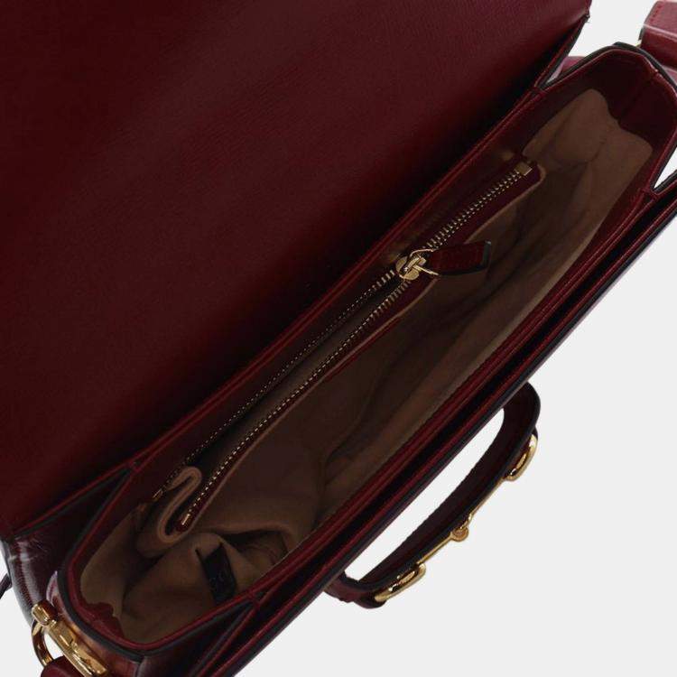 Pre Owned Gucci Red Medium Leather Horsebit 1955 Shoulder Bag