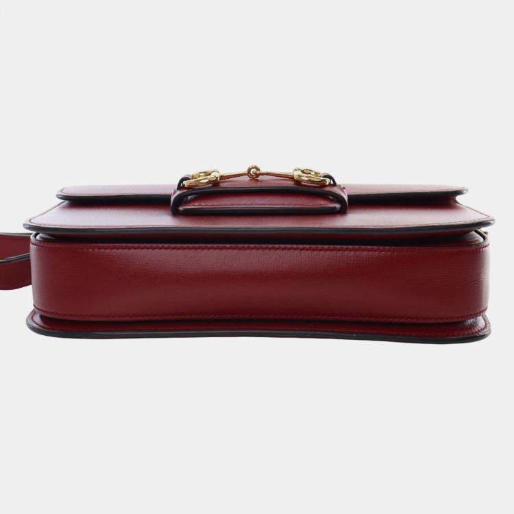 Pre Owned Gucci Red Medium Leather Horsebit 1955 Shoulder Bag