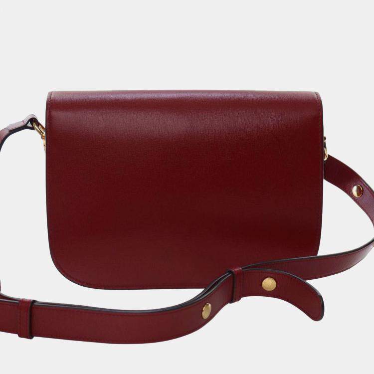 Pre Owned Gucci Red Medium Leather Horsebit 1955 Shoulder Bag